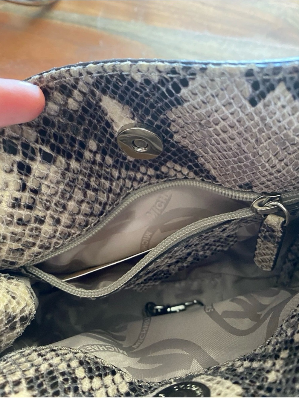 Michael Kors Hand Bag in Gray and Black with Silver Hardware - Picture 7 of 13